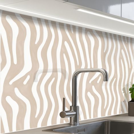 REVETEMENT MURAL DE CUISINE, CRÉDENCE DE CUISINE Abstrait - Zèbre - Beige 80x60 (1/5)