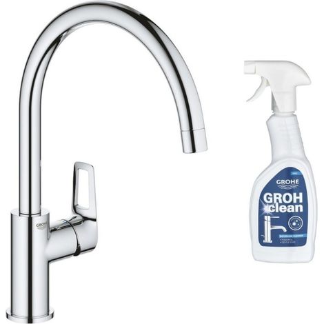 Mitigeur de cuisine bec haut – Hauteur sous bec 20,7 cm – Finition chrome – Bec pivotant 360° – Technologie GROHE Zero