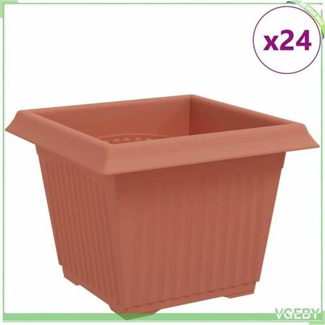 Pot de fleurs - FAFEICY - 42020343 - Carré 23x23x17,5 cm - Rouge brique - Lot de 24 (1/5)