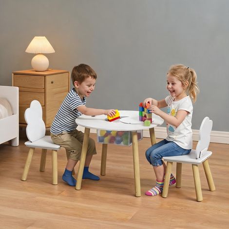 Ensemble table et chaises enfant coloris blanc 60 x 60 x 44 cm (1/5)