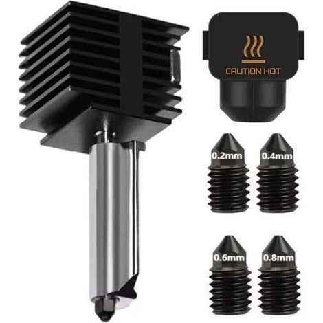 Bambu Lab A1/A1 Mini kit Hotend amovible Assemblage rapide, 0,2/0,4/0,6/0,8 buse en acier trempé à haut débit pièces de rechange pour imprimante 3D (0,2 et 0,4 et 0,6 et 0,8 mm) (1/4)