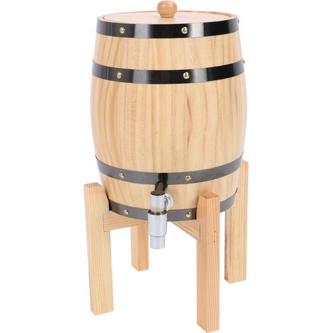 Tonneau à vin en chêne 3L avec robinet, support Vertical multifonction en bois de grande capacité pour le stockage de la bière et du whisky