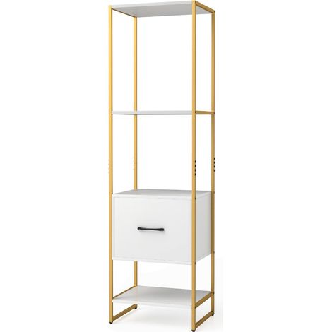 Scaffale portaoggetti sottile in metallo con cassetto di grande capacità stabilizzato design moderno 45 x 35 x 160 cm metallo bianco 200014775