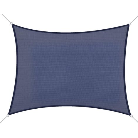 Toldo Vela Rectangulaire 4x6 m avec Anilles en Acier Inoxydable Anti-UV et Cordons en Nylon pour Jardin Patio Bleu
