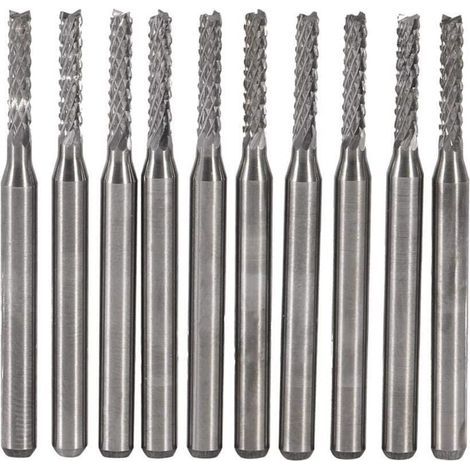 10 Fraises Carbure Cémenté Fin Mill Gravure Sculpture Perceuse CNC PCB 2mm (1/4)