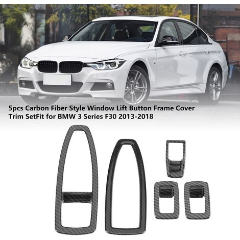 5-teiliges Set Fensterheberschalter-Rahmenblenden in Carbonfaser-Optik für BMW 3er F30 (2013–2018), Schalterabdeckung, Interieur-Zubehör, Schwarz (1/5)