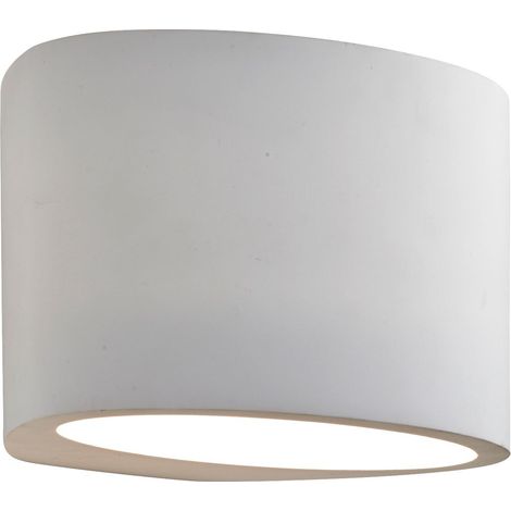 Searchlight Gypsum - 1 Applique Murale Lumineuse à Peindre Ovale Blanc Plâtre, G9 (1/3)