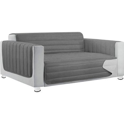 Housse de Canapé Rembourré Double Face Matelassé Couverture de Sofa Doux Élégant Gris - 2 Places