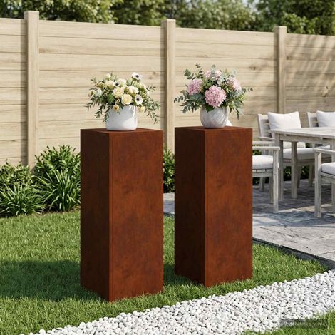 vidaXL Plant Stand 2 pcs Rusty 30 x 30 x 80 cm Weathering Steel (1/5)