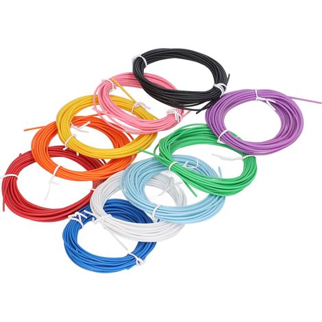 Stylo d'impression 3D 10 couleurs, filament PCL basse température, recharge de 5 mètres (1,75 mm, couleurs vives).