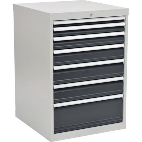 Cassettiera H1019xL705xP736mm grigio chiaro / grigio 7 cassetti, estrazione totale (1/4)