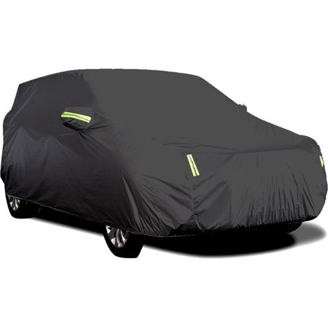 Housse de voiture extérieure, respirante, résistante aux UV, à l'épreuve de la poussière et de la neige, avec boucle fixe et bande réfléchissante (Noir, 5,3 x 2 x 1,5 m) (1/5)