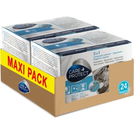CARE + PROTECT 3in1 Anticalcare, Sgrassante e Igienizzante, per Lavastoviglie e Lavatrice, Universale, Originale, Professionale, in Polvere, 12 Bustine 2, Maxi (1/5)