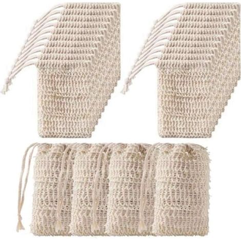 Sacs à savon - Naturel - Lot de 50 - Sisal - Accessoires de salle de bain - Confort d'utilisation (1/4)