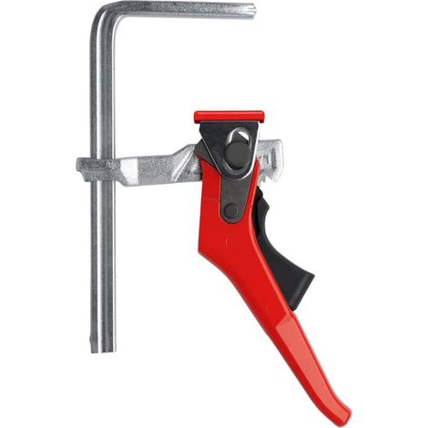 Pince de table à cliquet en acier avec capacité de 16 cm x profondeur d'impact de 6 cm et force de serrage de 244,9 kg, rouge/argenté