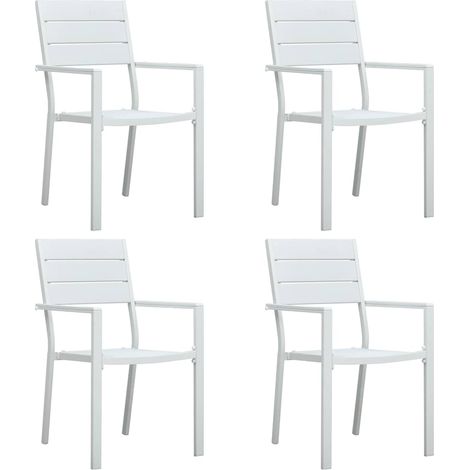Gartenstühle 4 Stk. Weiß HDPE Holz-Optik