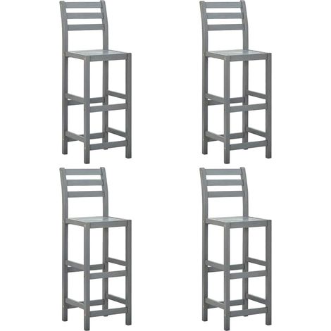 Barhocker 4 Stk. Grau Massivholz Akazie
