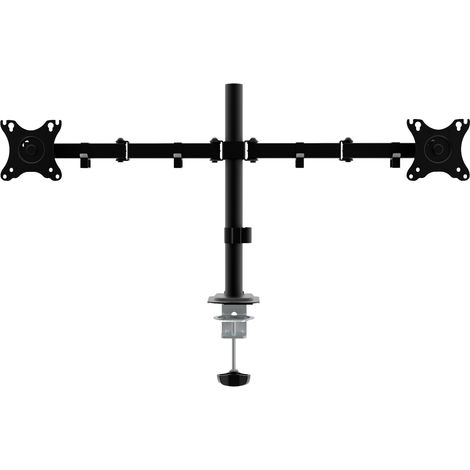 Unykach Support TV/MONITEUR Dual de Desktop pour 2 écrans plats et incurvés de 10-32 pouces (bras jusqu'à 10 kg), 2 bras / 2 têtes, réglable et orientable, VESA max 100 x 100 mm (1/4)