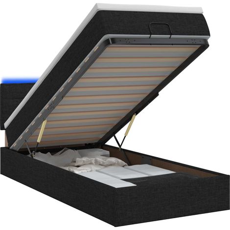 Maison Exclusive - Lit coffre avec matelas et LED Noir 100 x 200 cm Tissu (1/5)