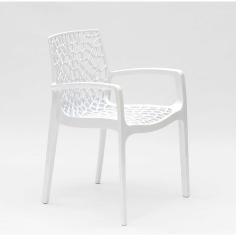 22 Sillas de comedor polipropileno para cocina y bar Grand Soleil Gruvyer Arm - Blanco