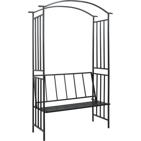 Arco de jardín con banco hierro negro 128x50x207 cm vidaXL (1/2)
