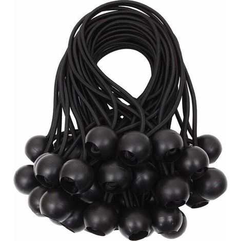 Tendeur de bâche avec boule élastique, cordon élastique en caoutchouc pour bannières, bâches, pavillons, tentes, auvents, harnais d'extension, support de bâche, blanc, 15 cm (noir, lot de 40) (1/4)