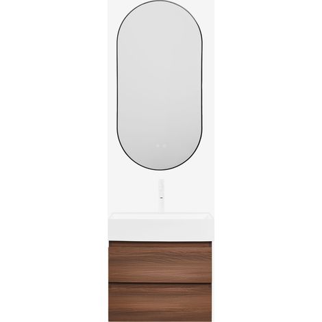 Conjunto de mueble de baño suspendido en madera y chapa de fresno con lavabo integrado Ona SKLUM (1/5)