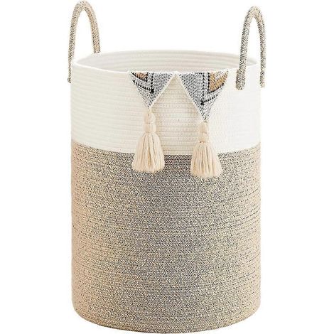 Linge panier, Woven coton corde linge Hamper pour Decorative rangement de Dirty vêtements, Toys et Blankets dans pièce (1/5)