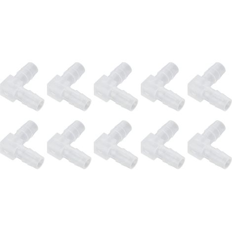 Confezione da 10 gomiti a L in plastica a 90° da 8 mm per tubi flessibili, per acquari