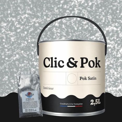 Peinture Effet Pailleté pour Murs & Plafonds - POK PAILLETTE - 2,5L - Gris Moyen (1/4)