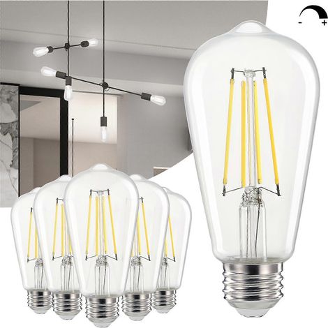 Edison LED-Glühbirnen ST58 Vintage Klarglas E26 Dimmbar 4000K Kaltweiß Energiesparend 6er-Pack (1/5)