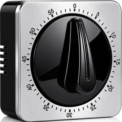 Minuteur cuisine mécanique magnétique alarme forte sans pile INOX aimanté (1/4)