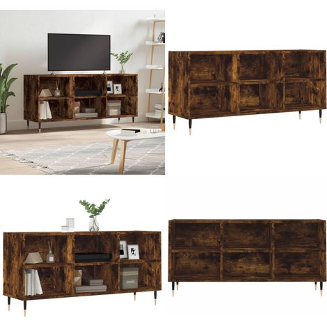TV-Schrank Räuchereiche 103,5x30x50 cm Holzwerkstoff - Holzschrank - Wohnzimmermöbel (1/5)
