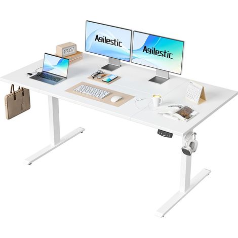 Schreibtisch Höhenverstellbar Elektrisch Memory Steh Weiß 160 x 80 cm (1/5)