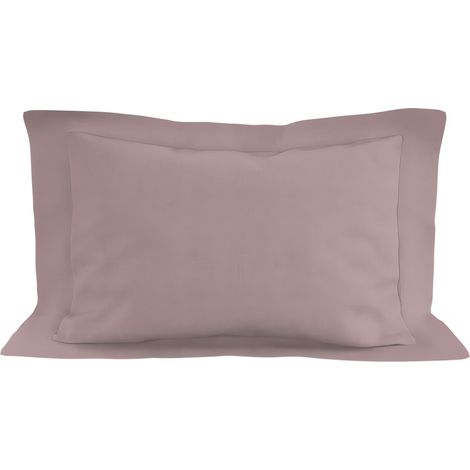 Taie d'oreiller en coton 57 fils 50x70 cm UNI vieux rose, par Soleil d'ocre
