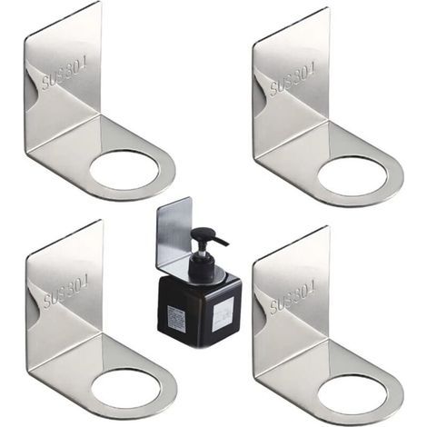 Porte-Bouteille Mural pour Gel Douche et Savon Liquide – Lot de 4 Supports à Pompe pour Salle de Bains, Cuisine et Hôtel (1/5)