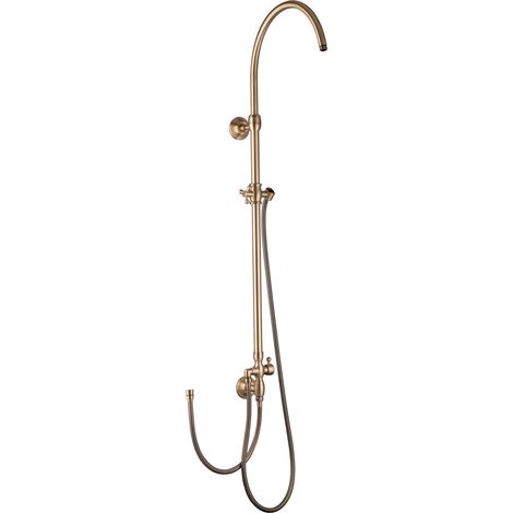 PaulGurkes Aufputz Duschsystem Bronze Nostalgie Messing ohne Kopfbrause Handbrause (1/4)