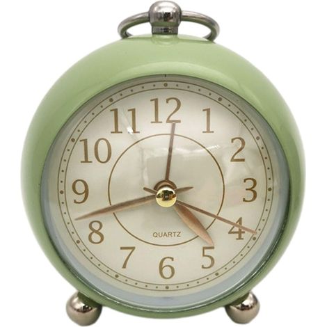 Réveil Vintage Élégant sans tic-tac Analogique Réveil avec Veilleuse Chevet Horloge Silencieuse Bureau Décoration de Chambre (Vert)