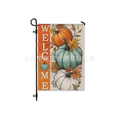 Drapeau de jardin en lin imprimé recto verso, décoration extérieure pour les récoltes d'automne et Thanksgiving (YMCQ1-31)