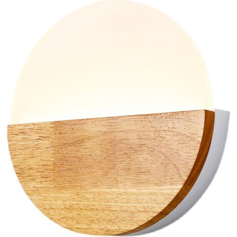 Applique Murale Intérieur Bois,Ronde 6W tricolore pour Chambre, Salon, Couloir (1/5)