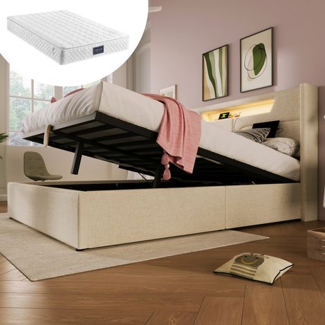 letto matrimoniale struttura letto contenitore LED USB OKMYHOME