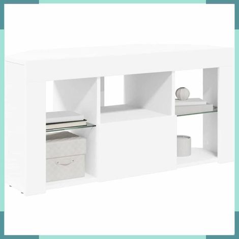 889795 Meuble TV LED d'Angle Blanc 100 x 40 x 50 cm Bois d'ingénierie (1/5)