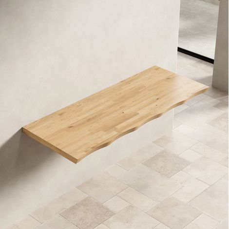 Encimera lavabo 120x48,5x3,8 cm en madera natural, superficie lisa para baño – MEUBLIV (1/5)