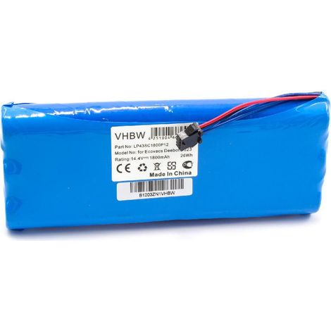 vhbw batteria compatibile con Ecovacs Deebot D570, D58, D580, D79 aspirapolvere home cleaner (1.800mAh, 14,4V, NiMH)