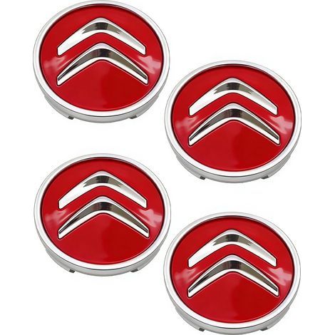 Lot de 4 enjoliveurs de Roue Noirs,pour Citroën 60 mm C1 C3 C4 C5 C6 DS3,Enjoliveurs de Roue en Alliage,Bonne stabilité (Rouge) (1/5)