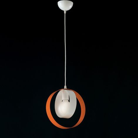 Lustre chambre suspension en fer Blanc Orange une lumière 25x h27 cm
