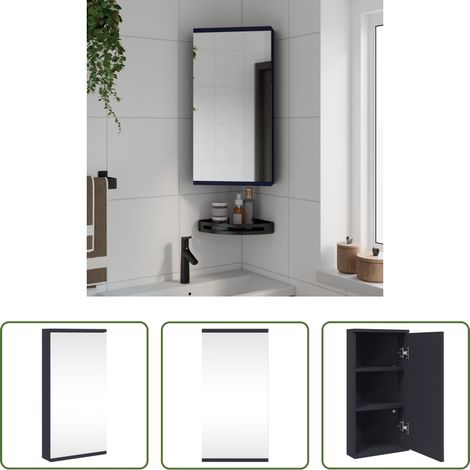 Miroir mural - Armoire de bain à miroir d'angle gris 30x24x60 cm (1/5)