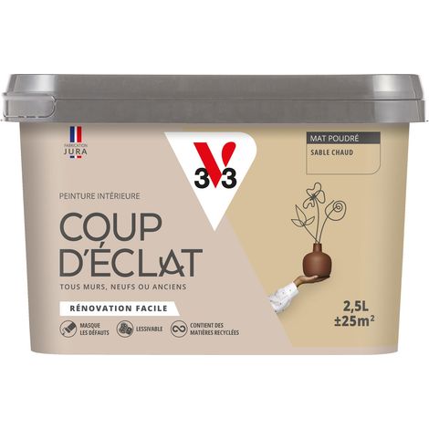 Peinture murale intérieure Coup d'Éclat® V33 Sable chaud Mat Poudré 2,5L
