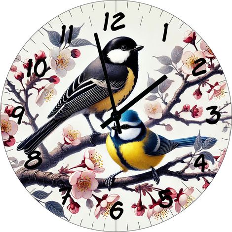 Horloge en verre oiseaux 29 cm (1/2)