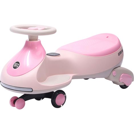 GARVEE Elektro-Kinderauto 12V 2-in-1 Twist & Swing, 360° Schwenklenkrad mit LED-Rädern, 2 Fahrmodi (Manuell/Elektrisch), bis 5 km/h, Musik, Batterieanzeige, Kippsicher, für Kinder ab 3 Jahre, Hellrosa (1/5)